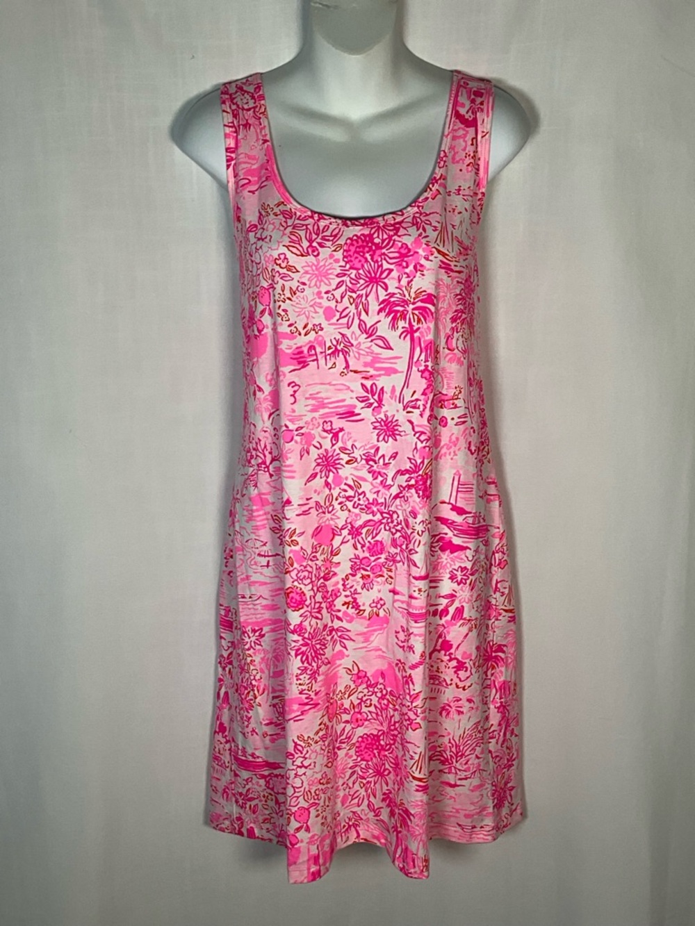 Lilly Pulitzer Pink Floral Scoop-Neck Midi Dress